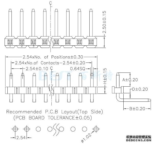 排针排母2.54单排针 90° 排针排母2.54单排针 90°